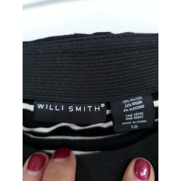 Willi Smith Modern Chic Pull On Stripe Bodycon Skirt Bright Blue Hem Stripe 10 - Picture 3 of 5